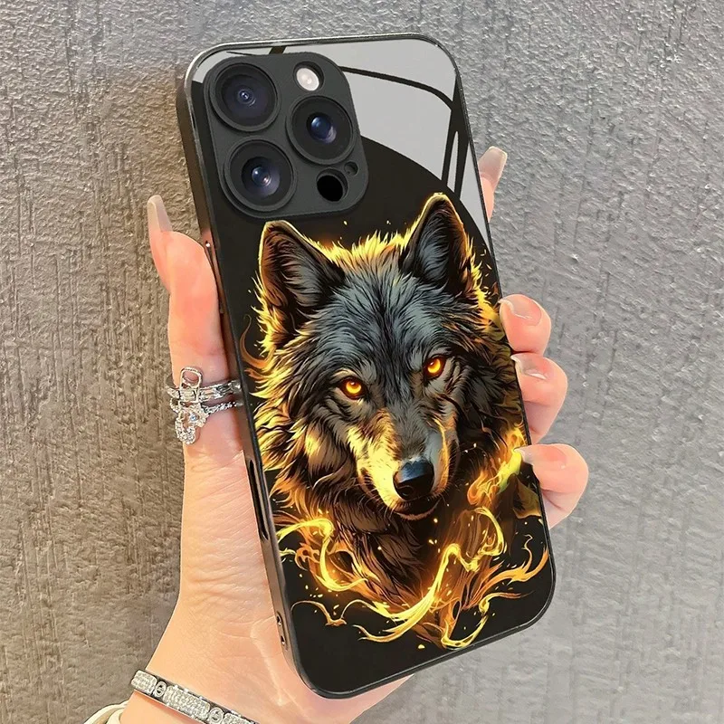 Фото Чехол для телефона Cool Red Fierce Wolf King Graphic Glass для Samsung A07 A26 A36 A56 A16 A55 A35 A14 A34 A54 A24 A25 A34 A54 A24 4G 5G №1