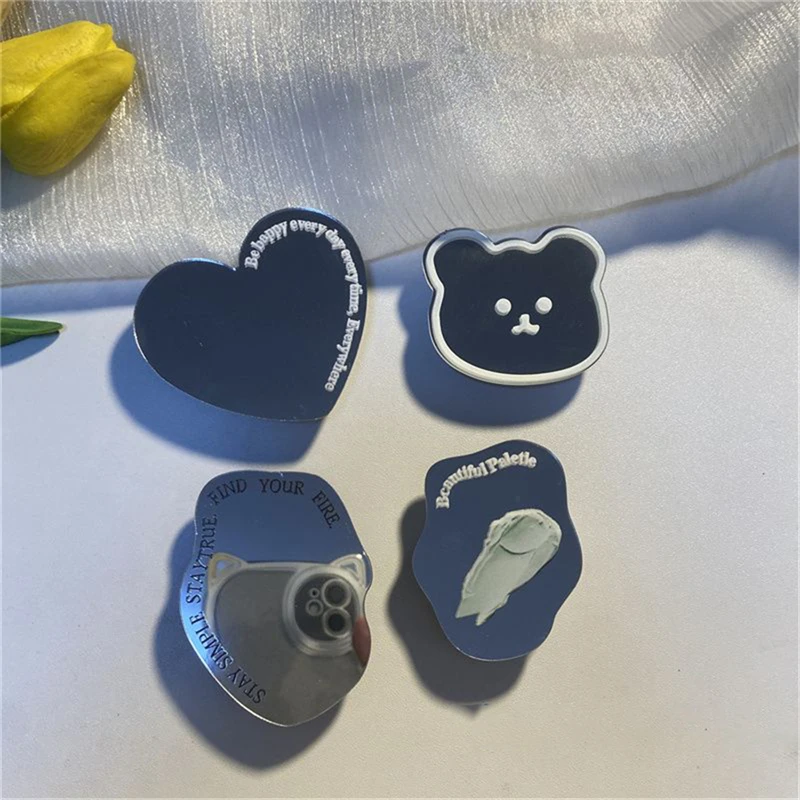 Корейский милый зеркальный держатель для макияжа в форме сердца с держателем для телефона кольцо-держатель для iPhone 14 аксессуары подставка-держатель для телефона