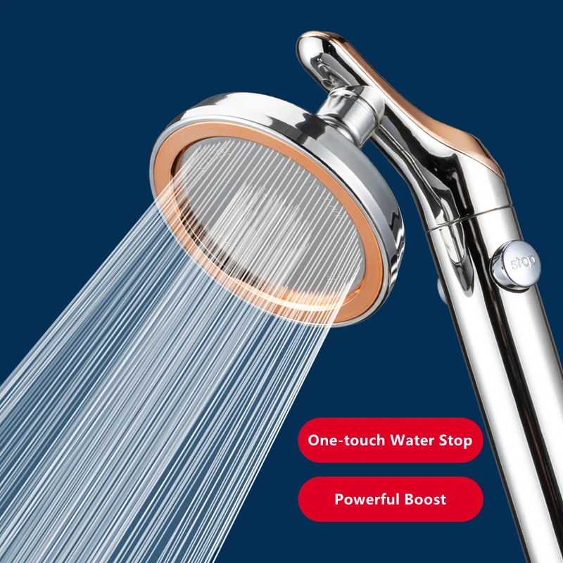 

Shower Head Bathroom Rotating High Pressure Water Saving Handheld Rain Shower Adjustable Stop Button Water Rain Shower Heads