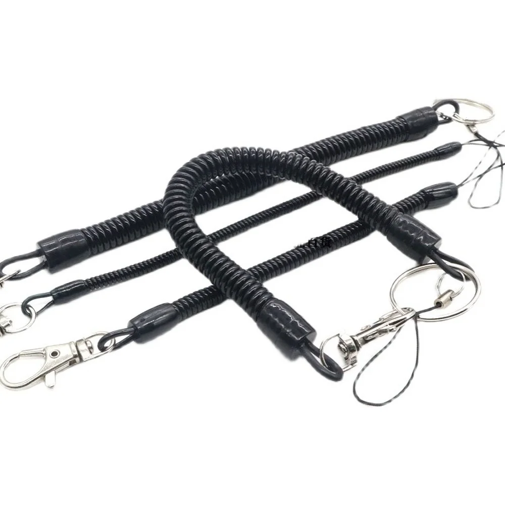 

1pcs Plastic Black Retractable Spring Coil Spiral Stretch Chain Keychain Key Ring For Men Women Key Holder Keyring Gifts