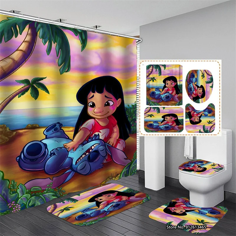 

Creative Disney Stitch Animation Pattern Shower Curtain For Babies And Children Bathroom Decoration Shower Curtain Blanket