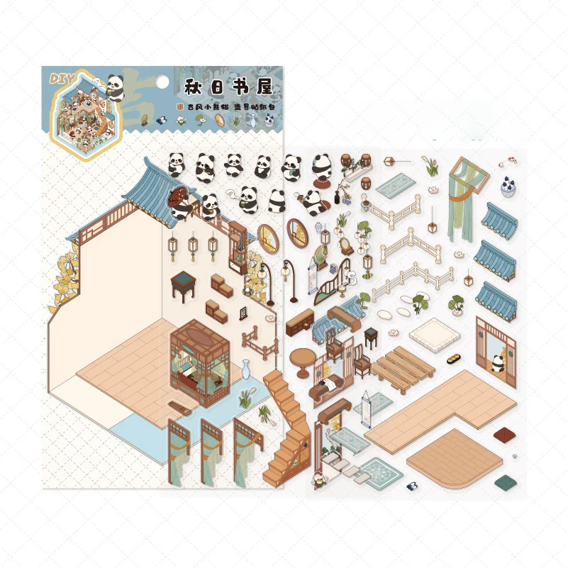 Милые наклейки Pandan Village Landscaping сделай сам 3D сложенный дом визуальные миниатюрные