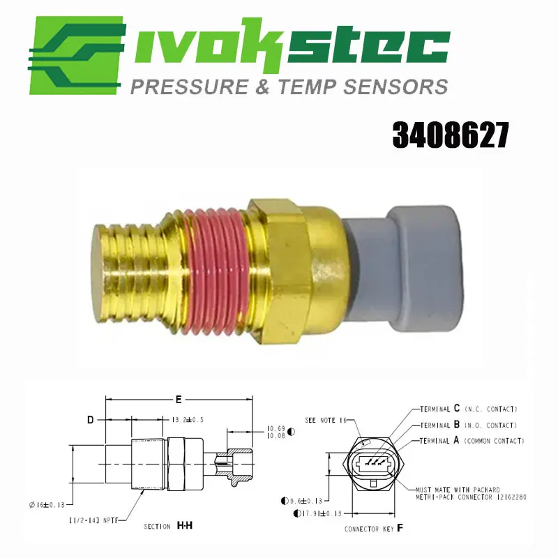 3408627 Датчик сигнализации температуры воды с переключателем 1066. ° C Для Cummins NT855 KTA19