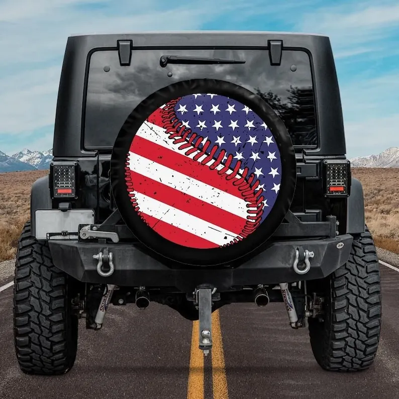 

Spare Tire Cover for Jeep, Baseball Spare Tire Cover, Car accessories for women, Rear camera hole, Unique Spare Tire Covers
