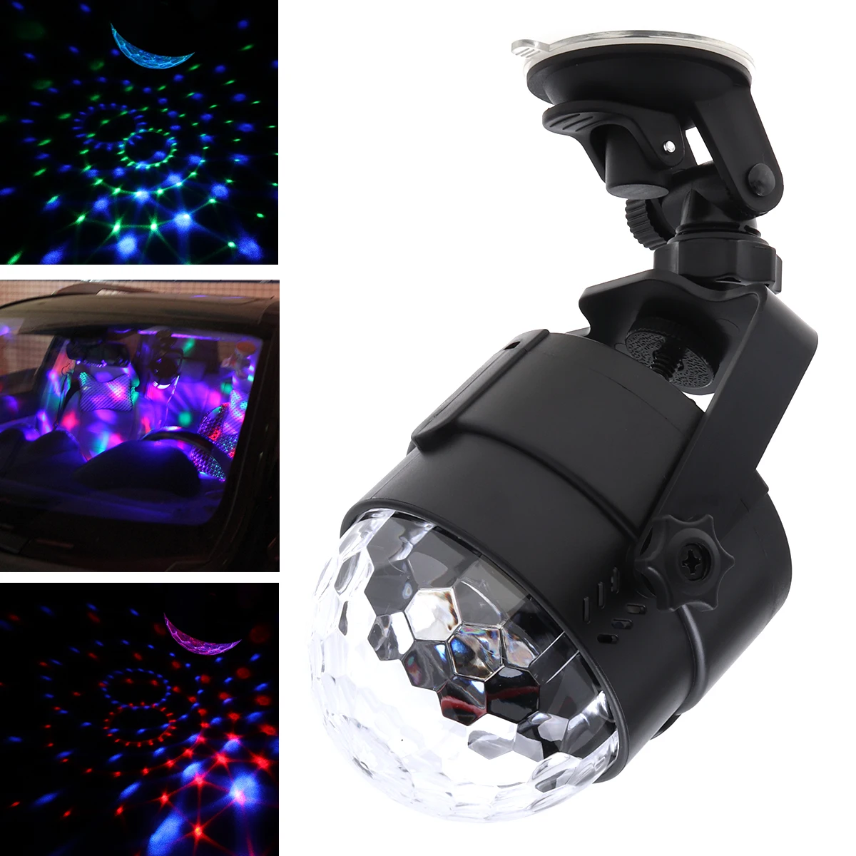 3W Colorful USB 5V LED Crystal Magic Rotating Ball Stage Effect Light with Sound Control for Car / KTV / Party / Disco