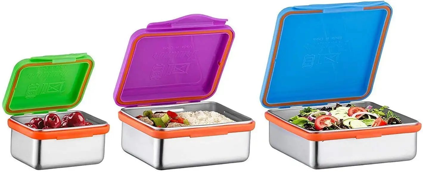 

Stainless Steel Food Containers With Snapping Seal Leak- Lids