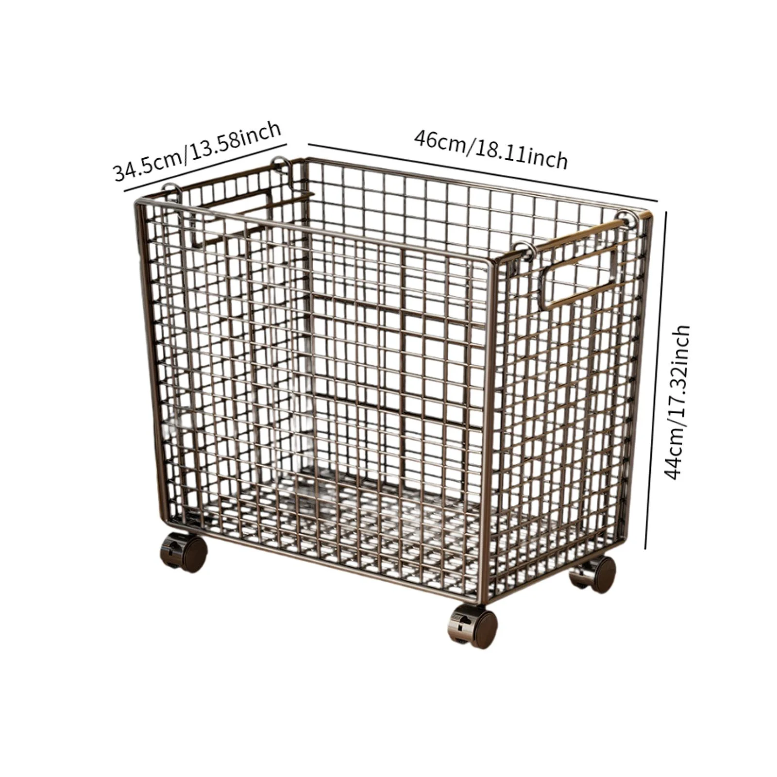 Корзина для белья из проволочной сетки на колесах поворотные 360° ролики