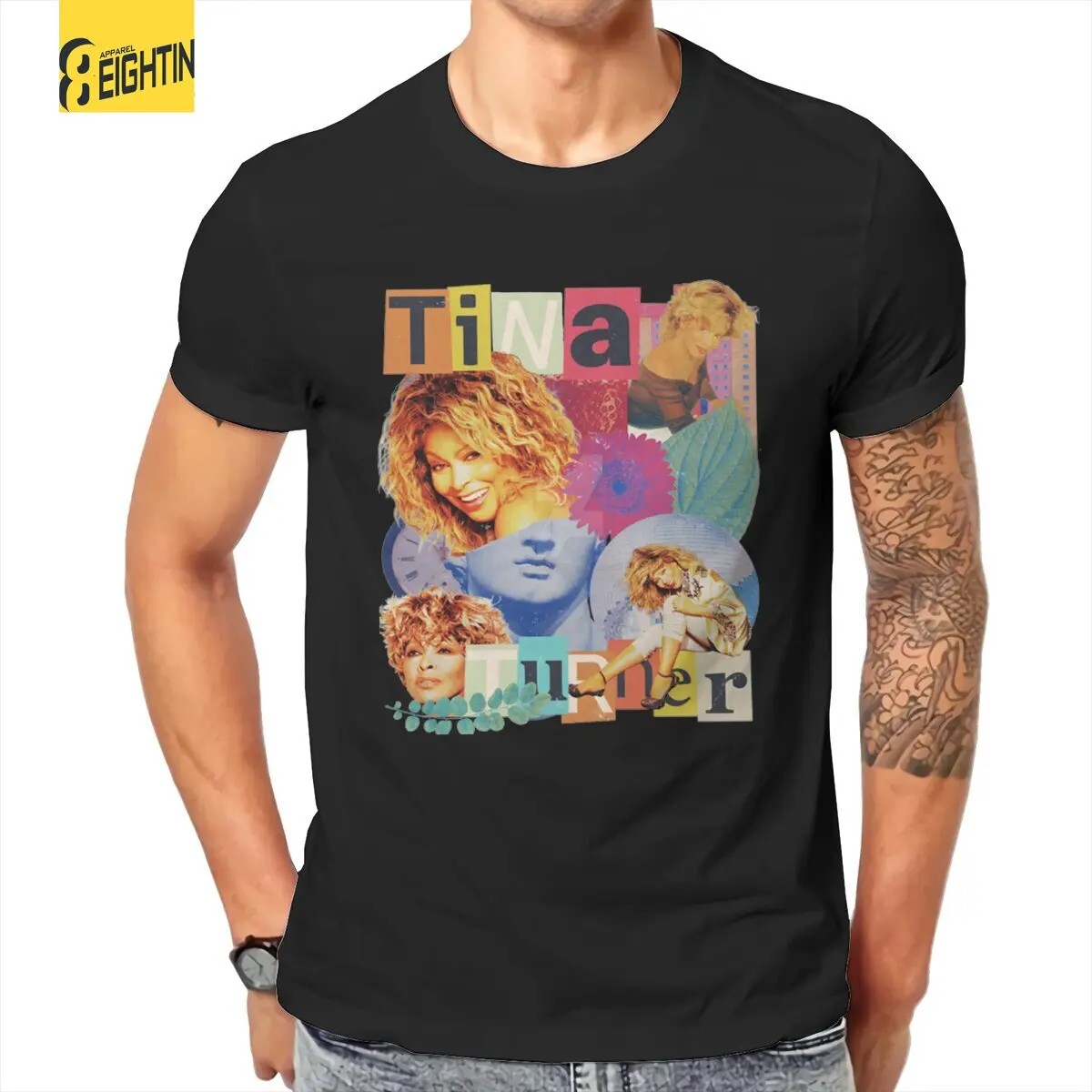 

Colorful Tina Turner Men T Shirts Pop Queen Creative Tee Shirt Short Sleeve Round Neck T-Shirt Pure Cotton Original Tops