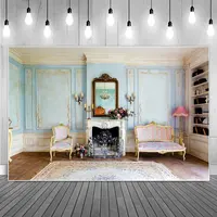 Retro Drawing Room Photo Backdrops Sofa Fireplace Wooden Floor Carpet Photography Backgrounds Baby Photographic Portrait Props
