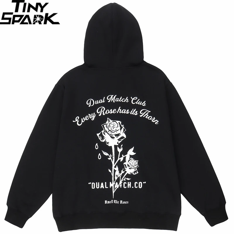 

2022 Streetwear Harajuku Floral Hoodie Sweatshirt Retro Rose Graphic Hoodie Fleece Cotton Men Hooded Pullover HipHop Sweat Shirt