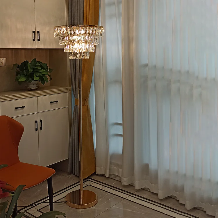 

LED Pendant Lamp Post Modern Luxury Crystal Floor Living Room Home Decor Sofa Corner Standing Indoor Lighting Bedroom Bedside