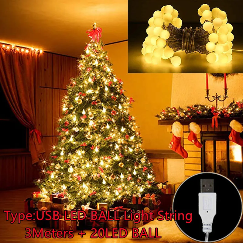 

Shiny LED 20/40/100 BAll Light USB Socket is More Convenient to Decorate, Light and Easy to Carry. Better Decorate Your Home