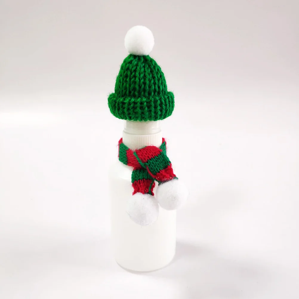 

Scarf Christmas Mini Bottle Snowman Little Pet Knitted Scarfs Decor Scarves Decorations Decorative Scrarf Santa Knit Red