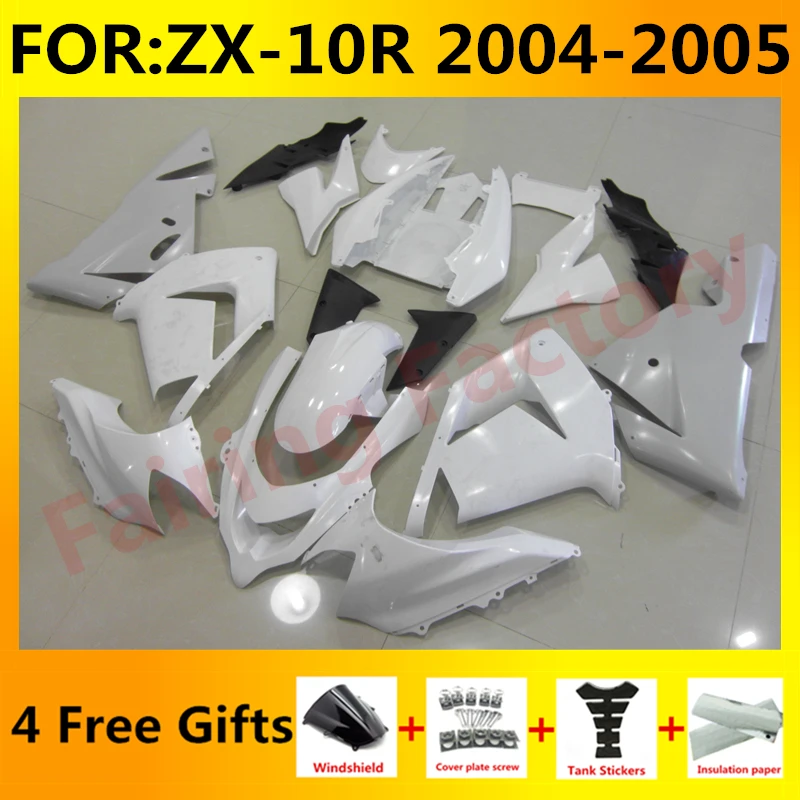 

New ABS Whole Motorcycle Fairings tank cover Kit for Ninja ZX-10R ZX10R zx 10r 2004 2005 04 05 Bodywork fairing set unpainted