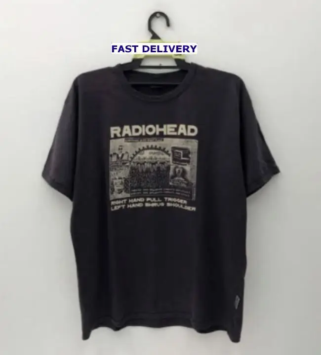 Винтажная Футболка с принтом группы радио в стиле рок альтернативная черная