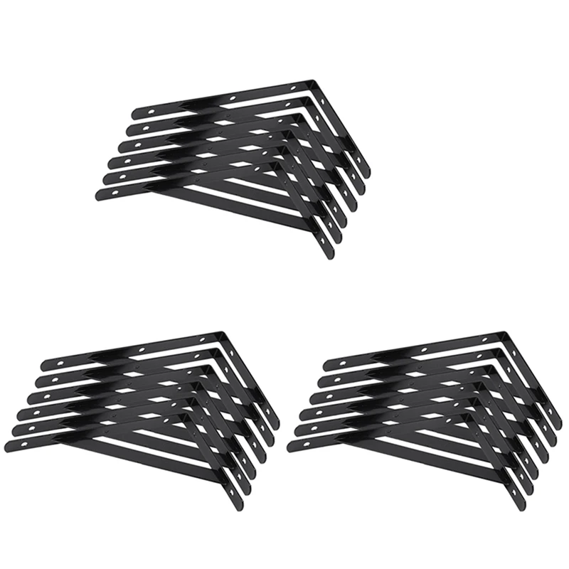 

Heavy Duty Shelf Bracket, Inch Shelf L Brackets 90 Degree Shelf Support Right Angle Brackets 18-Pack, Black 20 X 12Cm