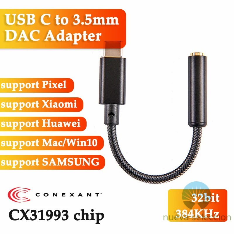 

CX31993 USB Type C DAC Headphone Amplifier 3.5mm Jack Output USBC DAC Digital Audio Adapter Decoding Earphone Amp Android Win10