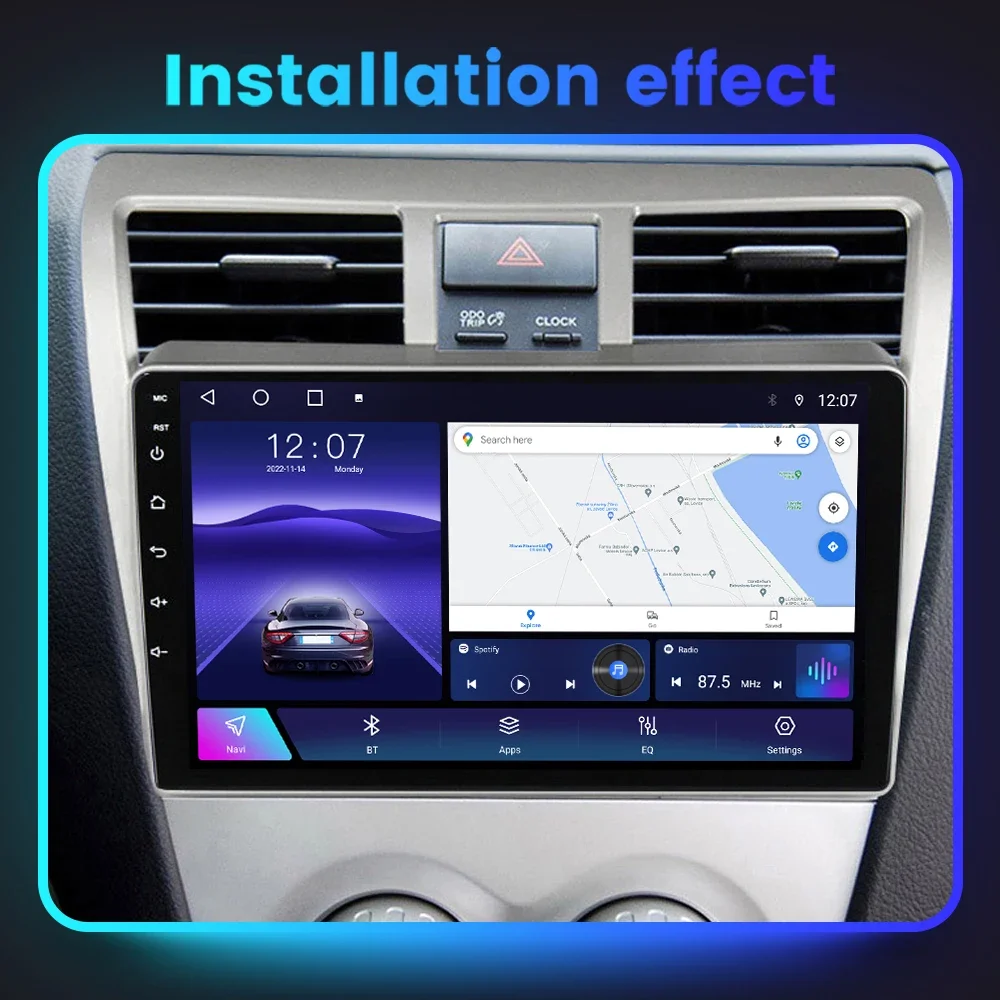 Автомобильный Мультимедийный Плеер Android 11 Для Toyota Vios 2 2007-2013 GPS-навигация Wi-Fi 2K QLED