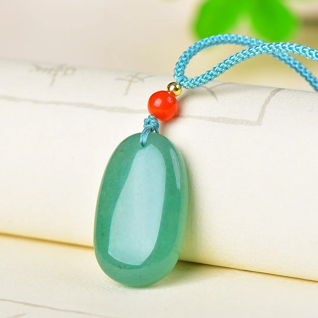 

18*30mm Natural Green Jade Pendant With Rope Chain Charms Necklace Women Fine Jewelry For Girlfriend Mom Lucky Amulet Gifts