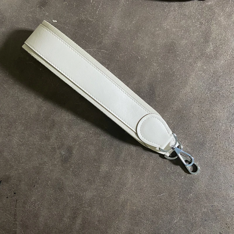 2 inch Wide Full Leather Evelyn Bag Shoulder Strap Swift Cowhide Etoupe Color Blocking Design Steel Buckle Bag Accessories