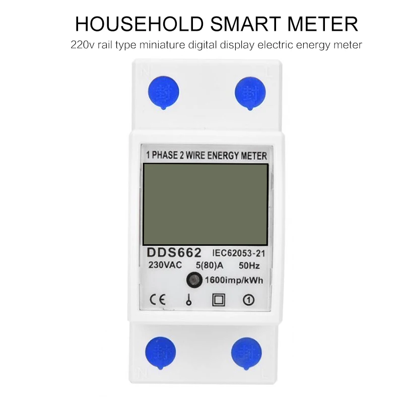 

Electric Din Rail Two Wire Wattmeter Power Consumption Kwh Backlight Lcd Digital Display Dds662 Energy Meter Energy Meter