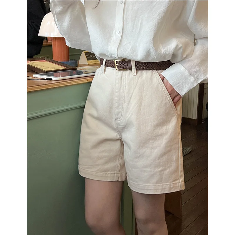 

Shorts women's summer 2022 new high waist loose slim wide leg straight pants traff streetwear baggy jeans