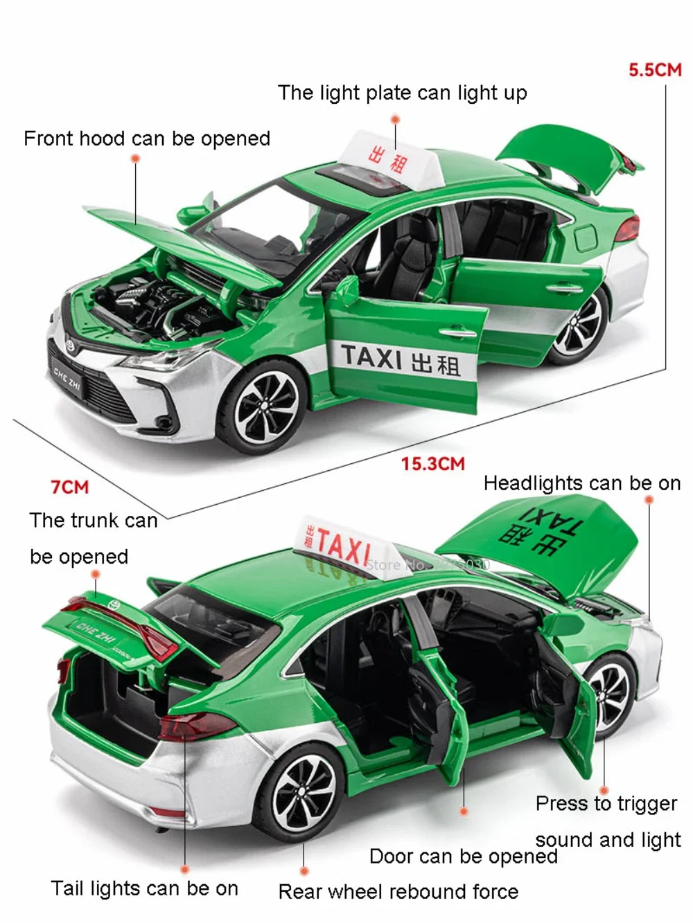 Масштаб 1/32 Corolla такси модель из сплава игрушечный Металлический Литой высокий