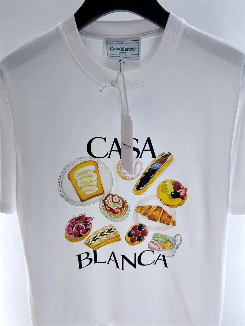 

23SS New Fasion Thick Casablanca T-shirt Men Women 1:1 High Quality Food Printing Casual Top Tees T Shirt Mon Compte Techwear