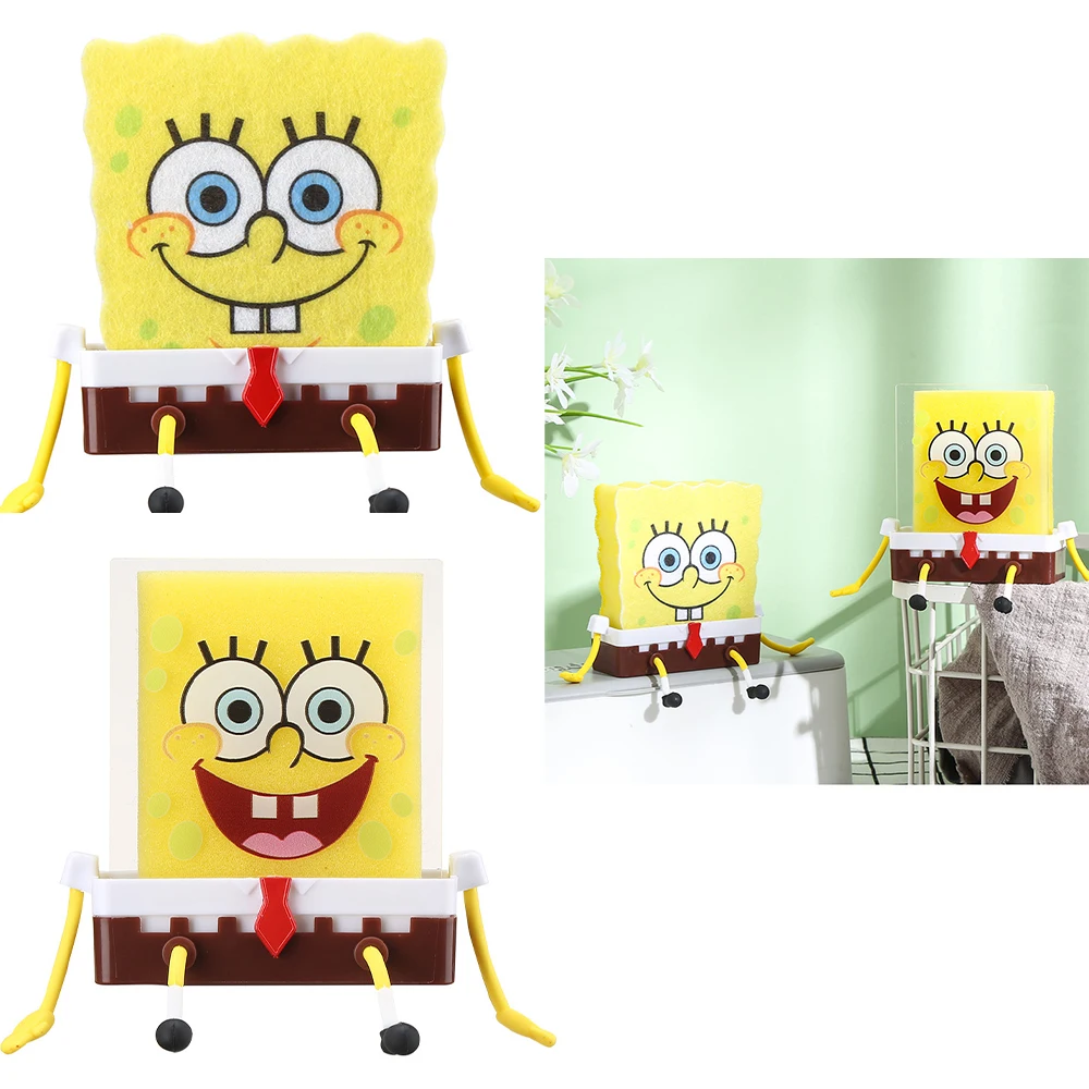 

Cartoon Sponges Holder Drain Rack Kawaii Anime Wall Mounted Kitchen Storage Drying Rack Tool Organizer Accessories Gifts Toys