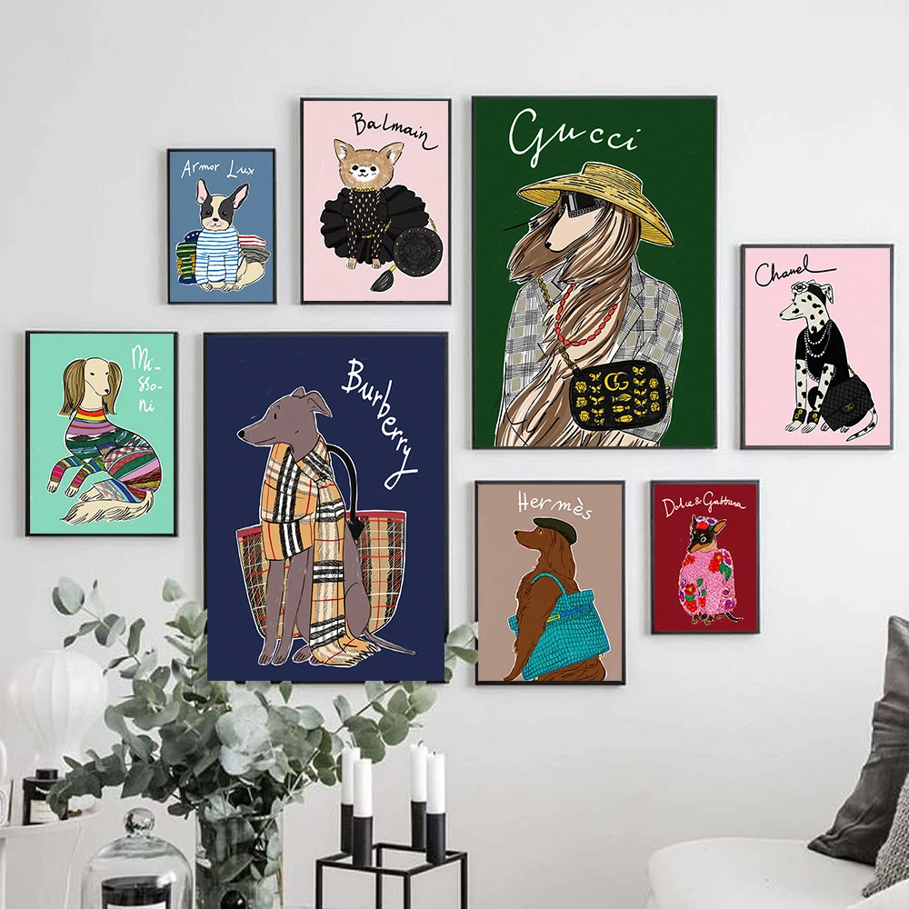 

Funny Dog Pug Modern Canvas Painting And Prints Luxury Brand Posters Murals Fashion Wall Art Picture For Living Room Home Decor