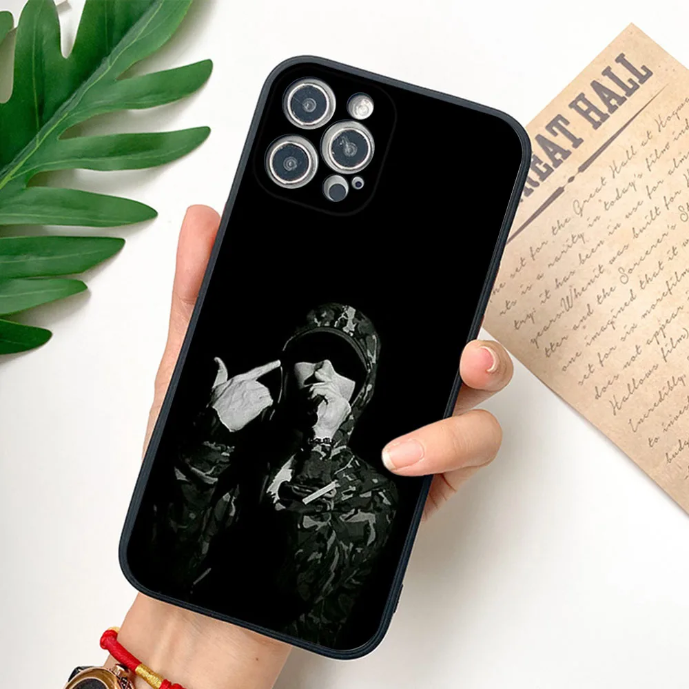 Для iphone 16ProMax 15 Pro 14 13 12 Mini 11 7 8 16 Plus XS Max XR Eminem RAP GOD Frosted Translucent Cover Черные чехлы для
