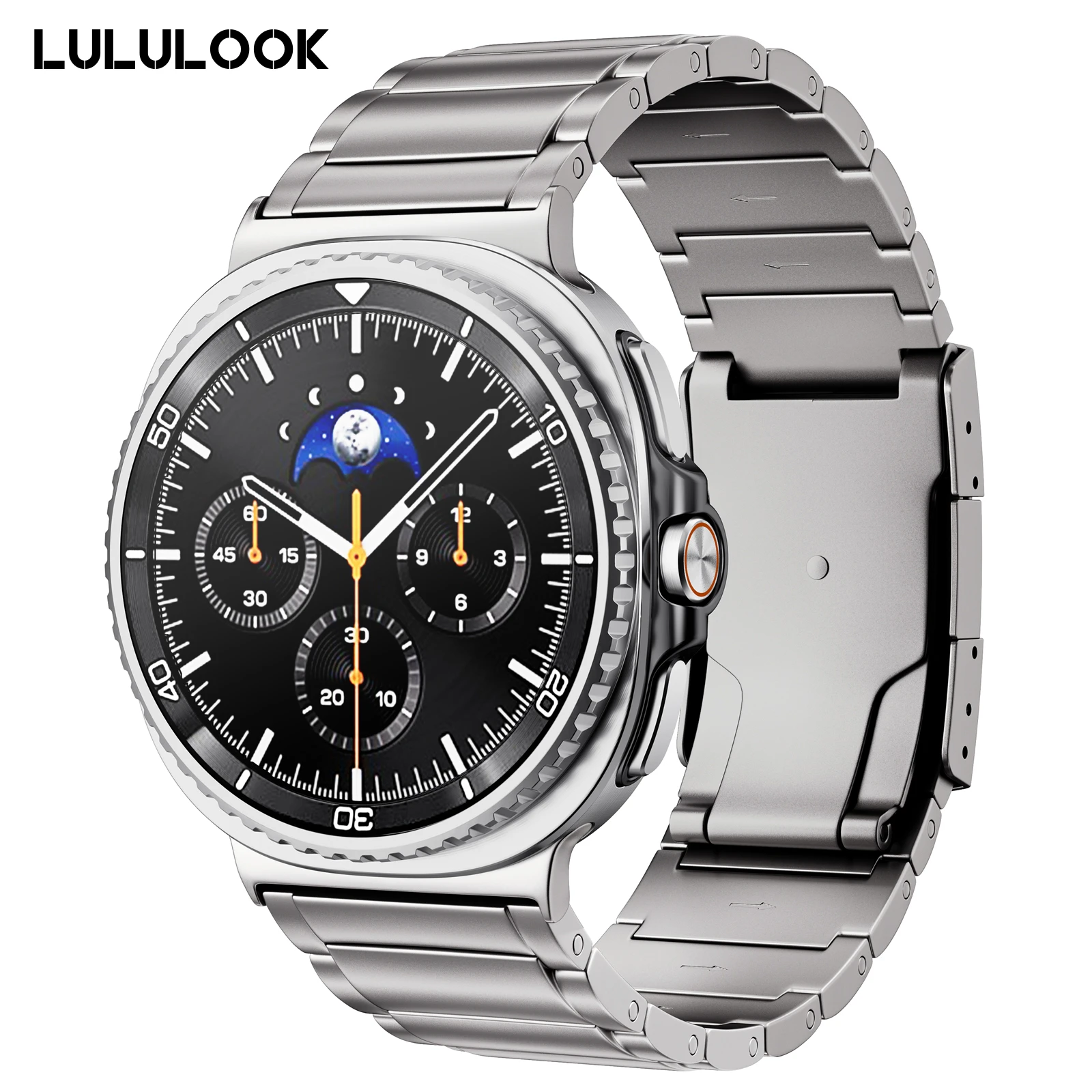 Фото Титановый ремешок LULULOOK для Samsung Galaxy Watch 8 40 мм, 44 мм и 8 Classic 46 мм, титановый металлический ремешок с раскладывающейся застежкой №1