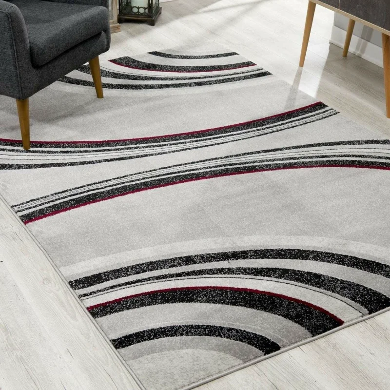 

Runner Rug Living Room Carpet Durable Gray Modern Geometric Rugs for Bedroom Home Decor