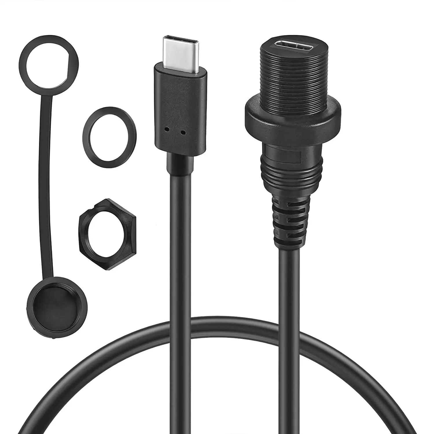Фото Удлинитель USB C длиной 1 м/3 фута с водонепроницаемым комплектом, кабель типа C «папа-мама» для скрытого монтажа панели для приборной панели автомобиля, лодки, мотоцикла №3