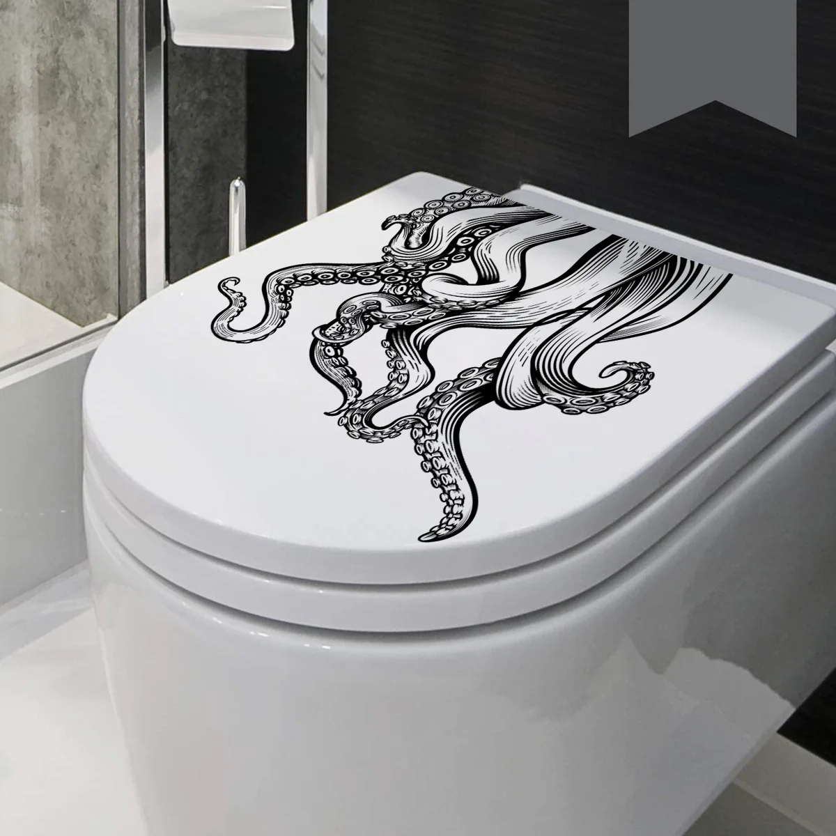 25*25cm Octopus Cartoon Animal Wall Sticker Toilet Sticker Background Wall Toilet Restaurant Bathroom Decoration Wall Sticker