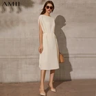 Женское платье из шелка Mulberry Amii, повседневное однотонное платье в минималистском стиле без рукавов, весна-лето 100%