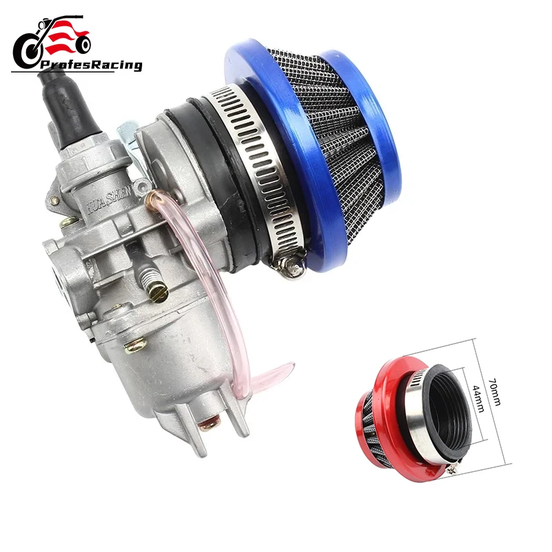

Motorcycle Carburetor + Steel 44mm Air Filter Red Blue + Stack for 47cc 49cc Mini Moto Dirt Pocket Bike ATV Quad Go Kart Buggy