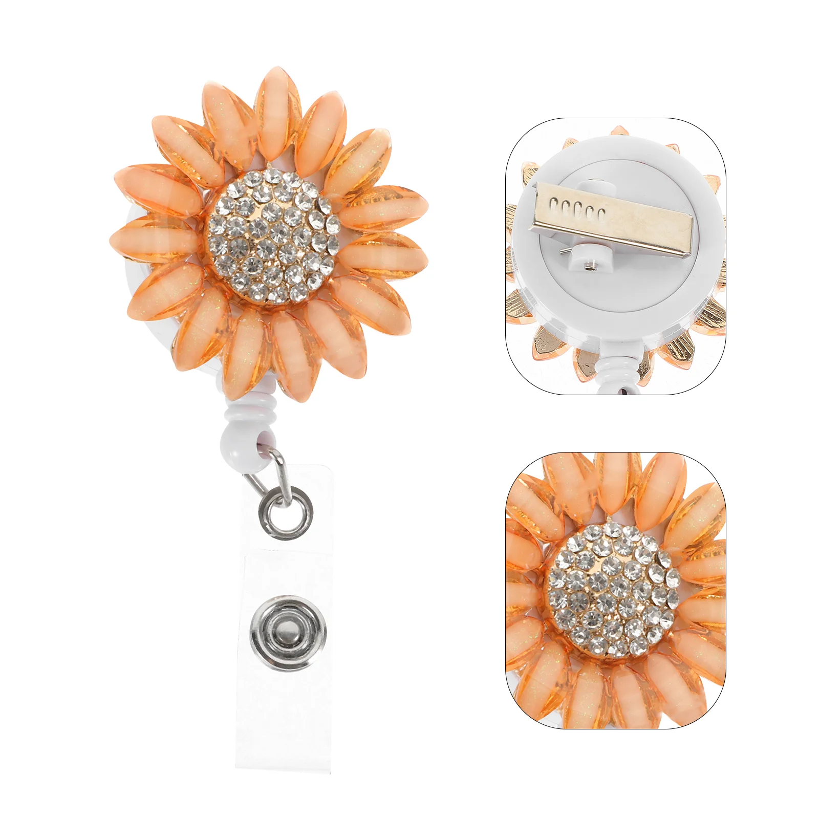 

Multi-function Badge Holder Sunflower Convenient Cute Reels Employee Id Card Clip Cards Accessory