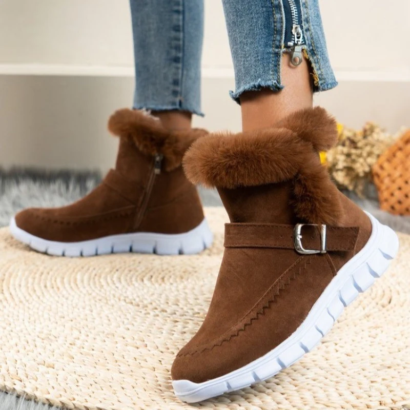 Snow Boots for Women Casual Shoes Velvet Padded Cotton Boots Winter Flat Boots Non-slip Comfortable Footwear Warm 2023 New