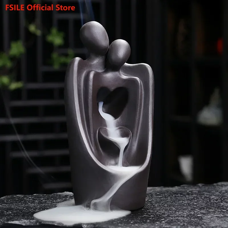 

Purple Clay Reverse Incense Burner Creative Good Couple Tiancheng Smoke Dust Aromatherapy Burner Home Tea Room Ornaments Crafts