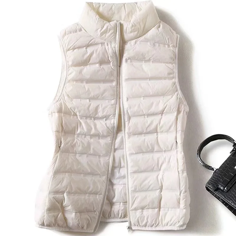New Women Sleeveless Women's Ultra Light 90% Down Vests Slim Jacket Girl Gilet Lightweight Windproof Warm Waistcoat Portable