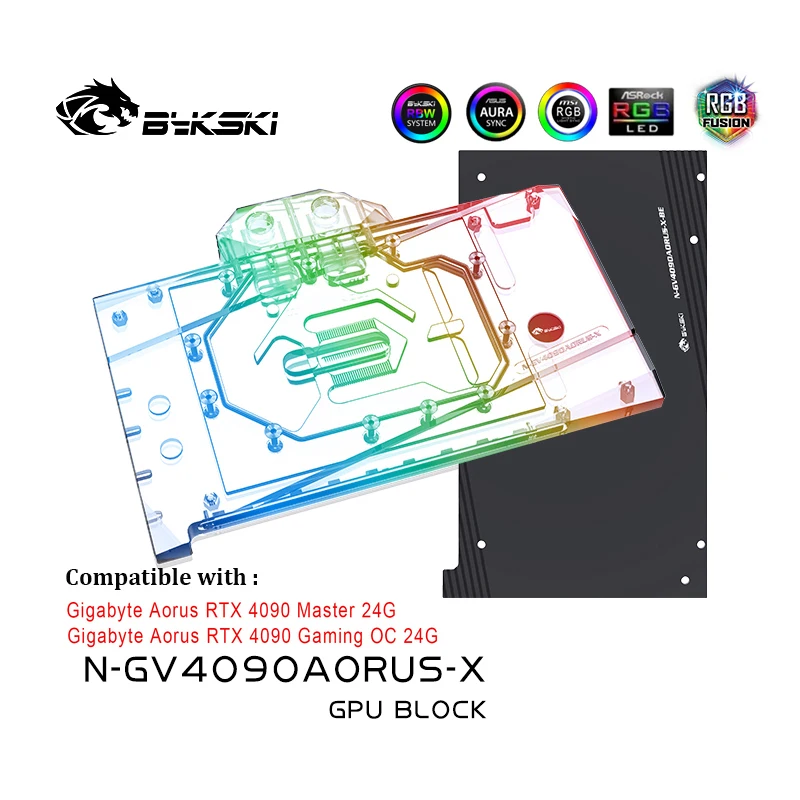 

Водяной блок Bykski для Gigabyte GeForce RTX 4090 Gaming OC / MASTER GPU Card/медный Охлаждающий радиатор RGB AURA/ N-GV4090AORUS-X