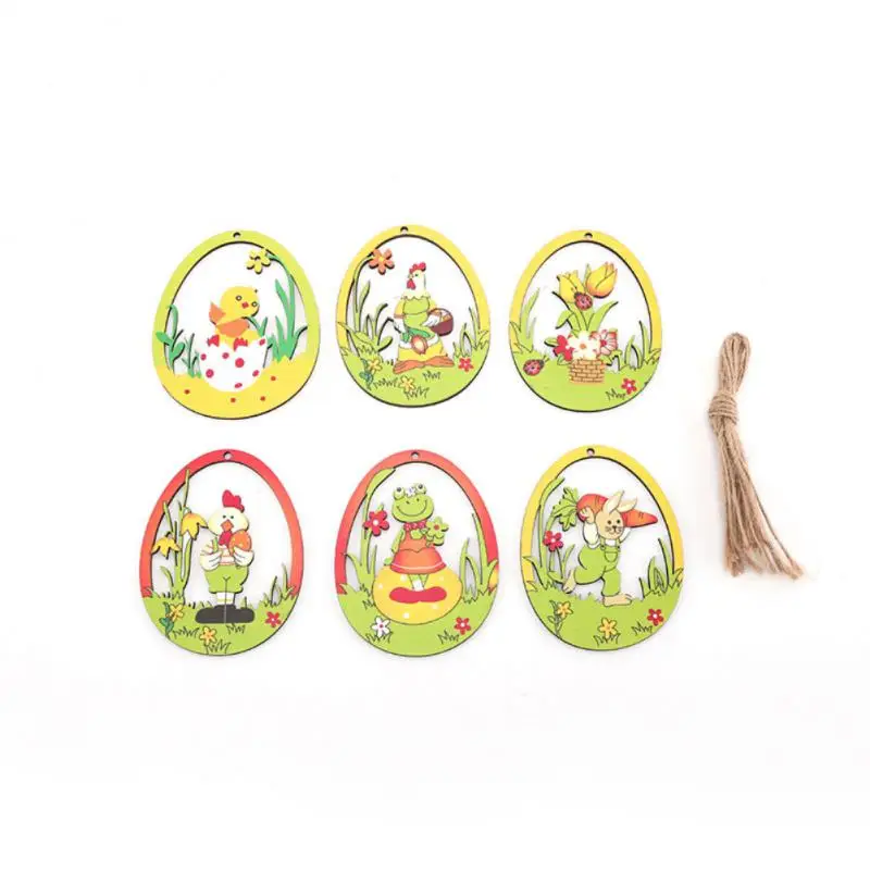

Подвеска в виде яйца из мультфильма яркие цвета 2023 деревянное ремесло «сделай сам» милые яйца кролика Счастливой Пасхи декоративное портат...