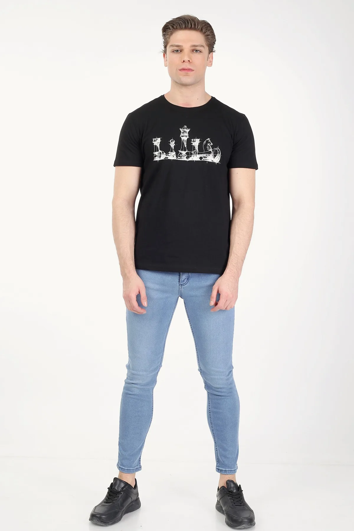 

Pianoluce Male Cotton Half Sleeve Printed Bike Collar Regular T-Shirt Black PLMN21RTS014