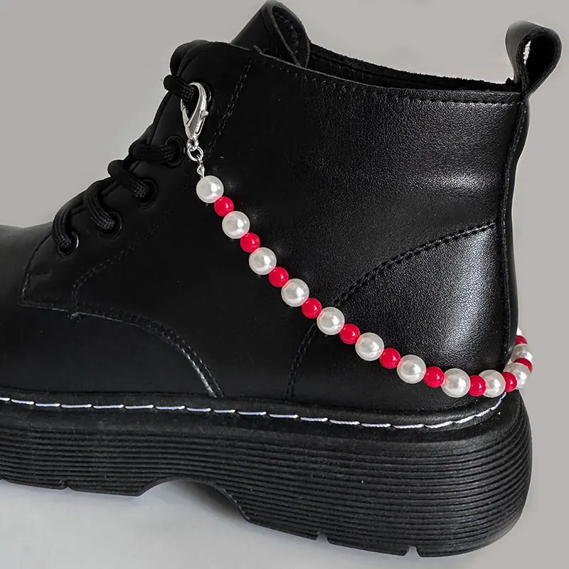 

2PCS Bohemia Red Beads Pearls Shoe Buckles Decoration Vintage Beaded Martin Boots Canvas Shoe Accessories Boho Holiday Jewelry