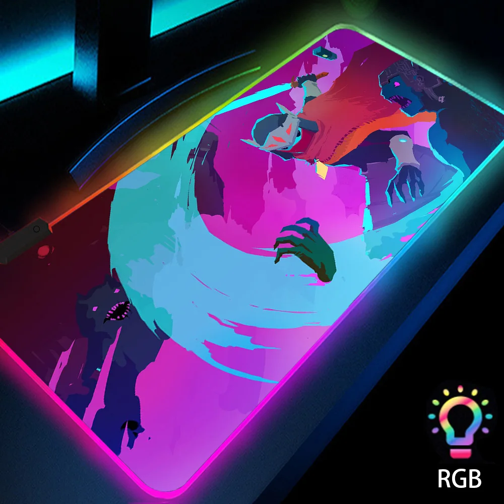 

Pixel Neon Japanese Mouse Pad Retro Anime Backlit Gaming Pc Square Big Size Xxl LED Office Desk Work Mat Gamer Accessories RGB