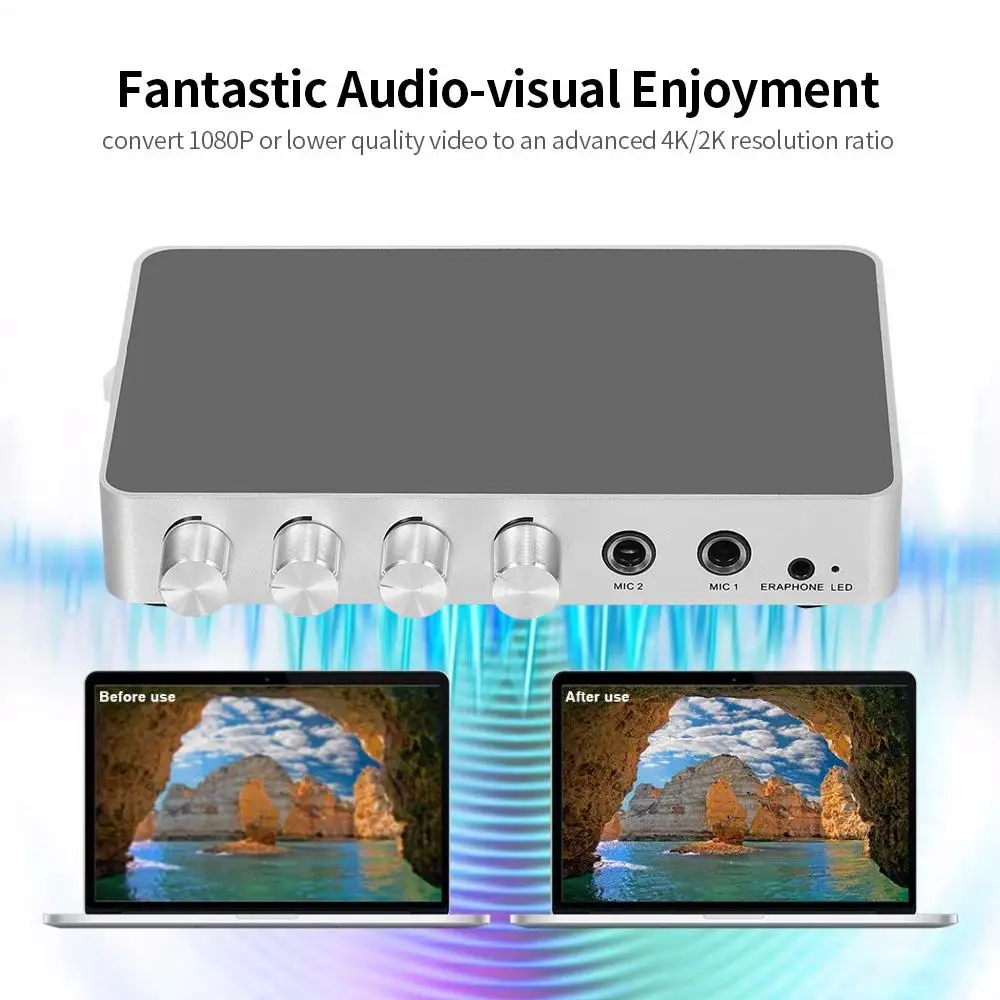 

Миксер для караоке Km200, портативная цифровая стерео аудио система Echo 4k/2k, Hdmi-совместимый караоке усилитель с двойным микрофоном