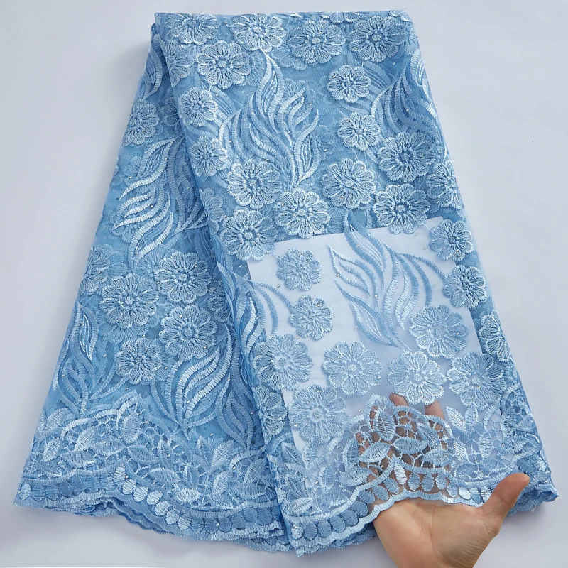 

African Tulle Lace Fabric Newest Embroidery Nigerian French Mesh Lace Fabric For Women Wedding Party Dress Sewing 2838A