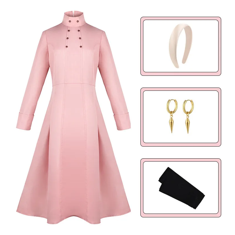 

Anime Spy X Family Yor Forger Cosplay Costume Pink Dress Earrings Headwear Yor Briar Daily Outfits Halloween Carnival Clothes