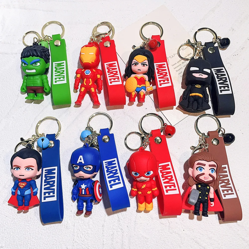 

Disney Marvel Spider-Man Iron Man Thor Keychain Cartoon Comics Avengers Super Hero Doll Keyring Bag Pendant Accessories